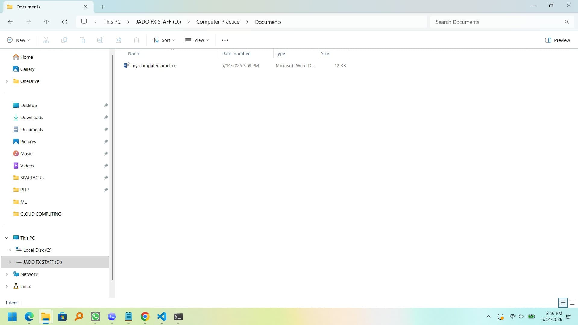 Simple Microsoft Word style document on a laptop