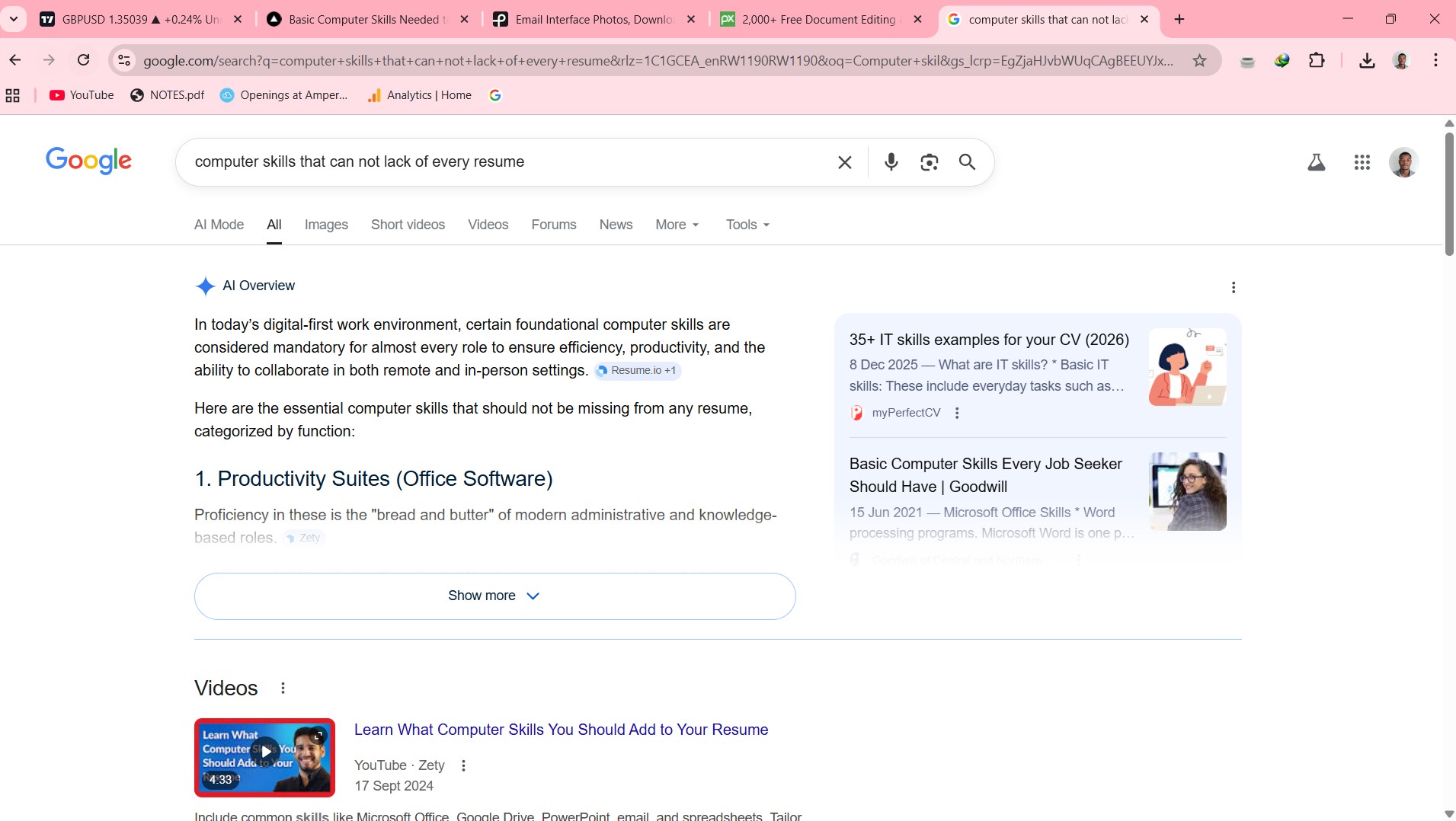 Searching on Google in web browser
