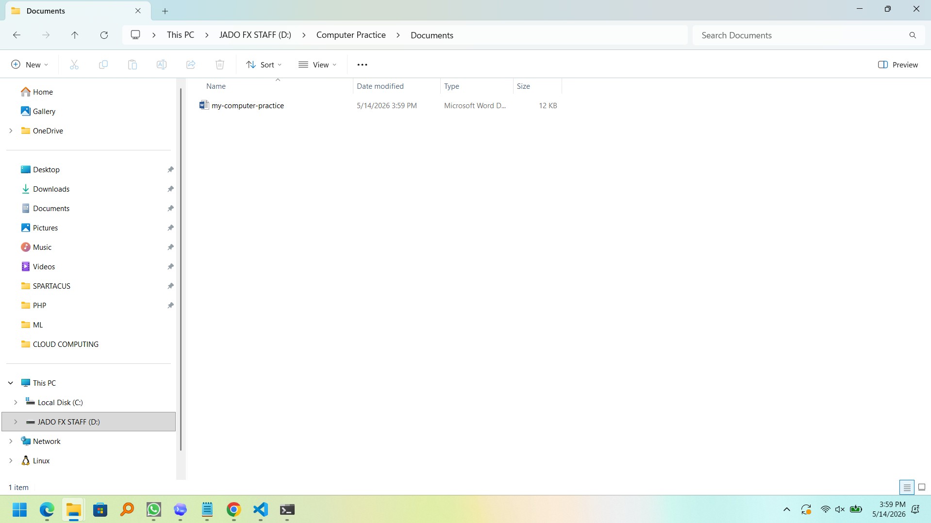 Simple document typed in Microsoft Word by a beginner